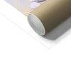 Rabbit and balloon nursery fine art print. Corner detail, with cardboard tube for shipping purposes.