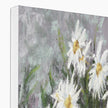 Crazy Daisies canvas art print, close up of top corner and white wrap