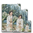 Beautiful woman wearing a white Japanese Kimono. Canvas art prints. Different sizes. Eco and Vegan-friendly 