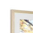 Autumn tree canopy artwork, fine art print in natural light wooden frame with white mount. Corner detail