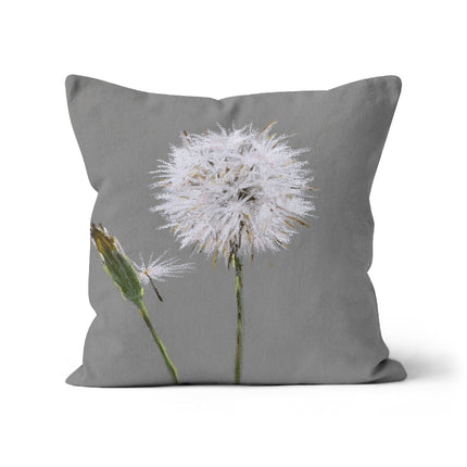 Grey and white - Dandelion seed head - Hand painted artwork design - Super-soft faux suede