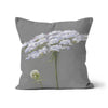 Grey and white flower throw pillow. 