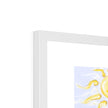 Fine art print with white border in a white frame. Top corner detail