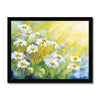 White daisy flowers painting, fine art print in black frame.