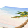 Palm tree wall art canvas print. Close up, showing grain of canvas fabric.