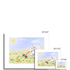 White flopsy rabbit and meadow flowers artwork. Unframed canvas prints with white border. Different sizes. Unframed 