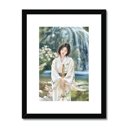 Japanese Kimono art. Fine art print with a black frame and a white mount.