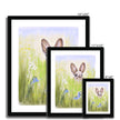 Brown rabbit art. Fine art prints in a black frame.