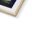 Yellow rose artwork print with natural light wooden frame and white mount. Corner detail