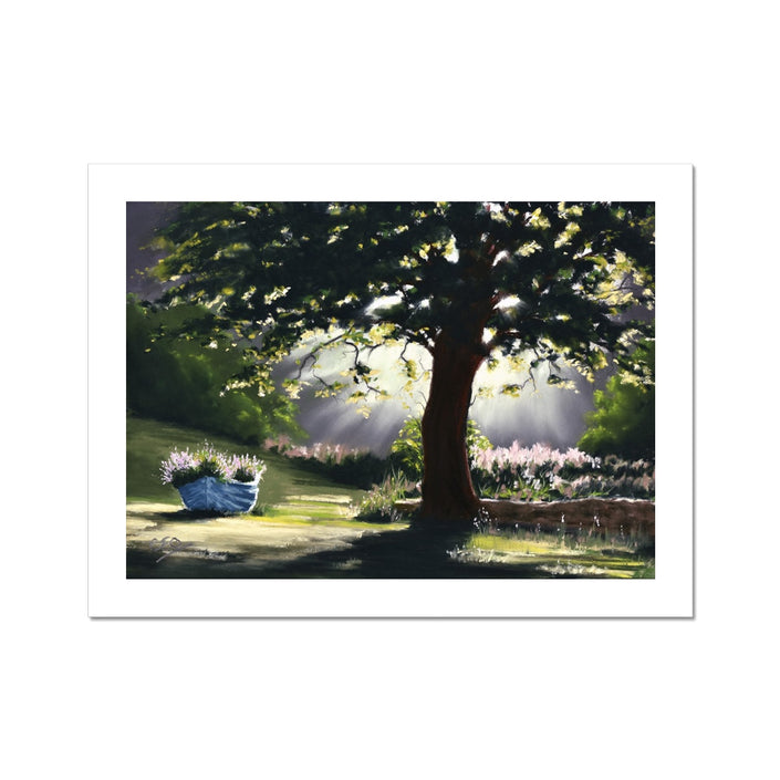 Nocturne tree landscape painting, fine art print.