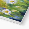 Daisy flowers canvas fine art print. Close up of bottom corner detail and white wrap