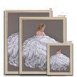 Beautiful young woman in a white dress. Fine artwork prints in wooden frame. Different sizes