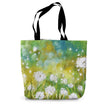 Dandelion Tote Bag. Delicate white, yellow and green canvas tote.