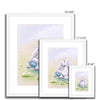 Adorable rabbit nursery art prints. White frame. Different sizes