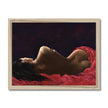 Beautiful Young woman draped in red velvet. Fine Art Print in wooden frame. 