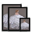 Woman in a white dress, contemporary painting. Fine art prints in black frame. Different sizes