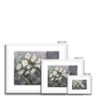 Fashionable white daisy flowers artwork, fine art prints in white frame with white mount. Different sizes