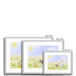 Rabbit, and flowers nursery fine art prints with silver frame and white mount. Landscape format. Different sizes