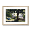 Tree, flowers and moonbeams, nocturne landscape fine art print in natural frame with white mount.