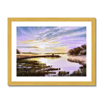 Sunset over the Marsh artwork, fine art print in gold frame