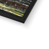 Illuminated fine art print, close up of corner and black frame