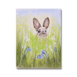 Brown Rabbit peeping over the meadow flowers and grasses artwork, canvas print. Ready to hang 