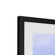 White Sailboat fine art print. Close up of top corner and black frame detail