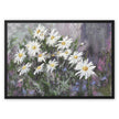 Modern, colourful daisy flowers canvas art print set into a classic black picture frame