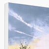 Veil of Angels canvas art print. Close up of top corner and white wrap.