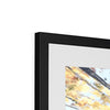 Autumn tree canopy artwork, fine art print in black frame with white mount. Top corner detail