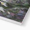 Crazy Daisies canvas art print, close up of bottom corner and white wrap