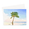 Tropical Palm Tree, summertime art greeting card. Landscape format