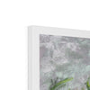 Crazy Daisies art print in a white frame. Close up of top corner and frame