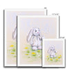 White rabbit artwork nursery print in white frame. Different sizes