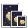 Yellow rose artwork prints with white frame. Portrait orientation. Different sizes