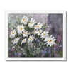 Colourful white daisy flowers art print in a white frame