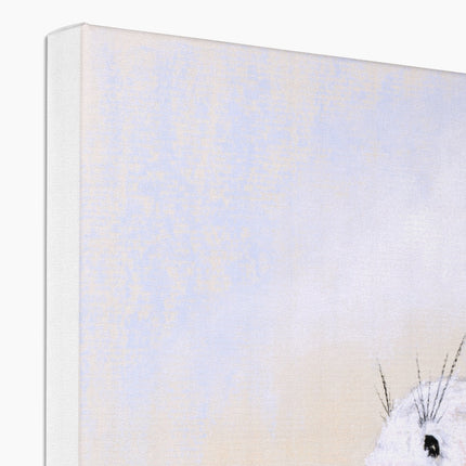 Rabbit canvas fine art print. Close up and corner detail