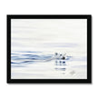 Polar Bear swimming in the ocean. Minimalist, realism fine art print with black frame. Landscape orientation.