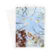 Autumn trees, art greeting card. Portrait format