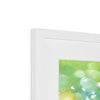 Fine art print in white frame with white mount. Top corner detail