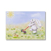 Adorable white rabbit and meadow flowers canvas art print. 