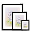 Adorable rabbit and dandelion seed nursery art prints in black frame with white mount. Different sizes