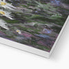 Crazy Daisies eco-friendly canvas art print. Close up of bottom corner and white wrap.