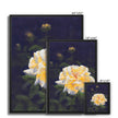 Yellow rose artwork canvas prints with black picture frame. Different sizes. Portrait orientation. 