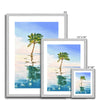 Palm tree wall art prints in silver frame. Different sizes