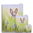 Brown Rabbit peeping over the meadow flowers and grasses artwork, canvas print. Different sizes