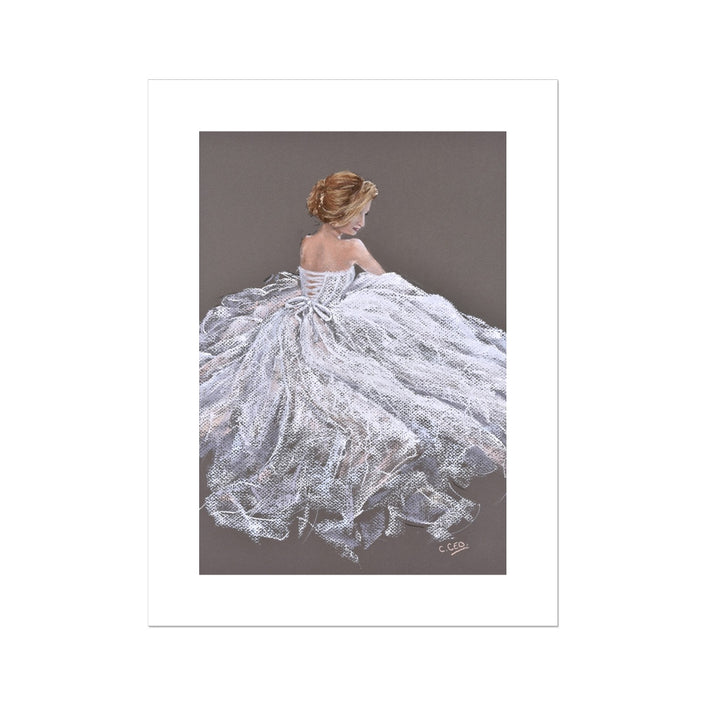 Woman in White Dress Painting. Canvas fine art print. Unmounted.